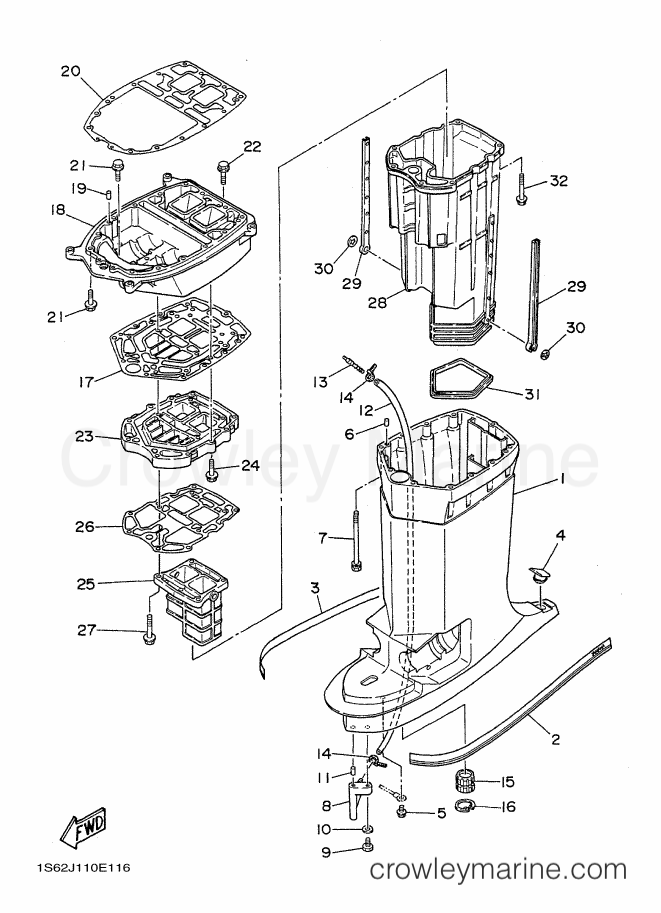 Yamaha Motors L225CETO (62K) [010] - UPPER CASING