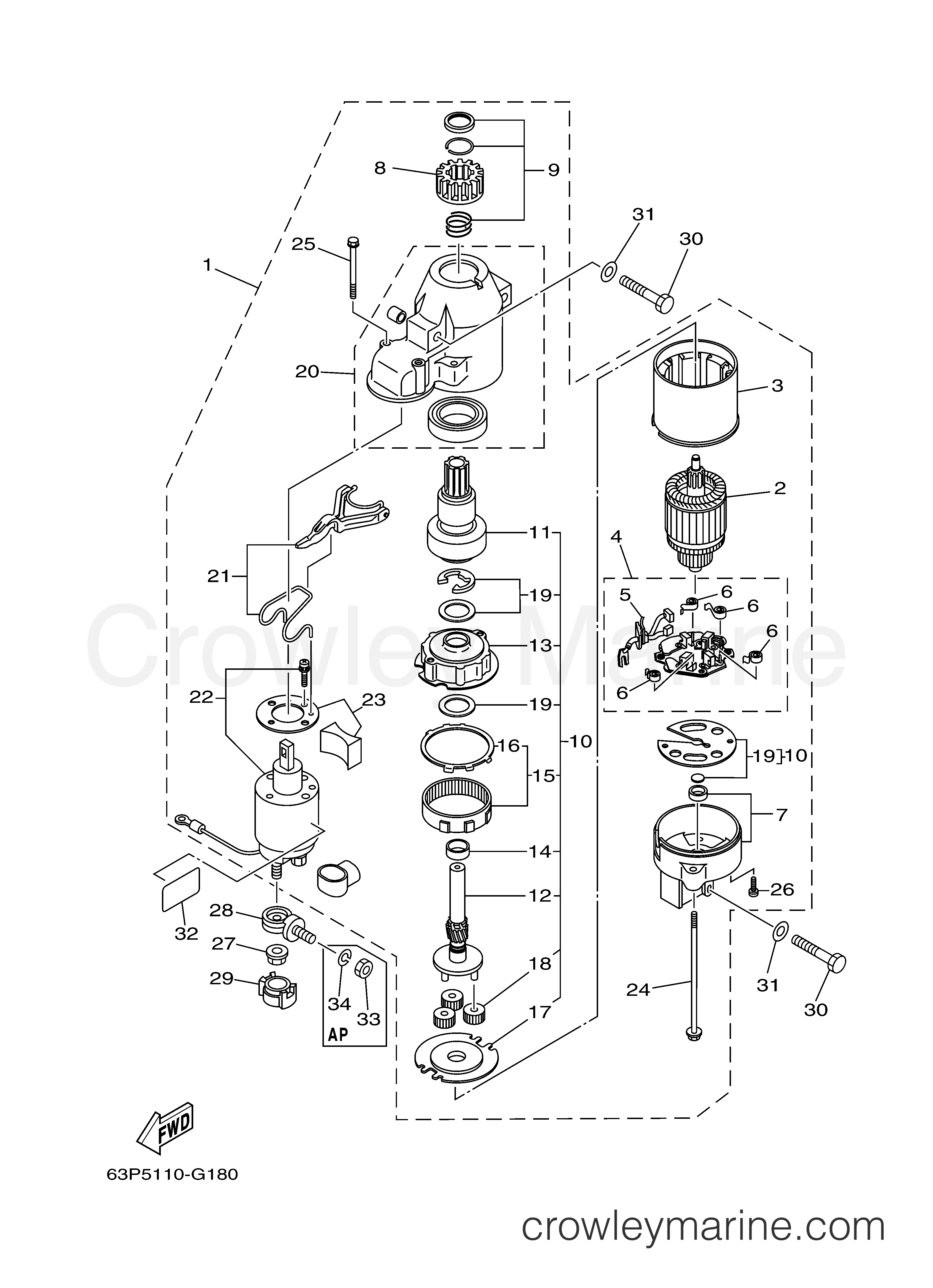 Yamaha Motors FL150AET1X - STARTING MOTOR