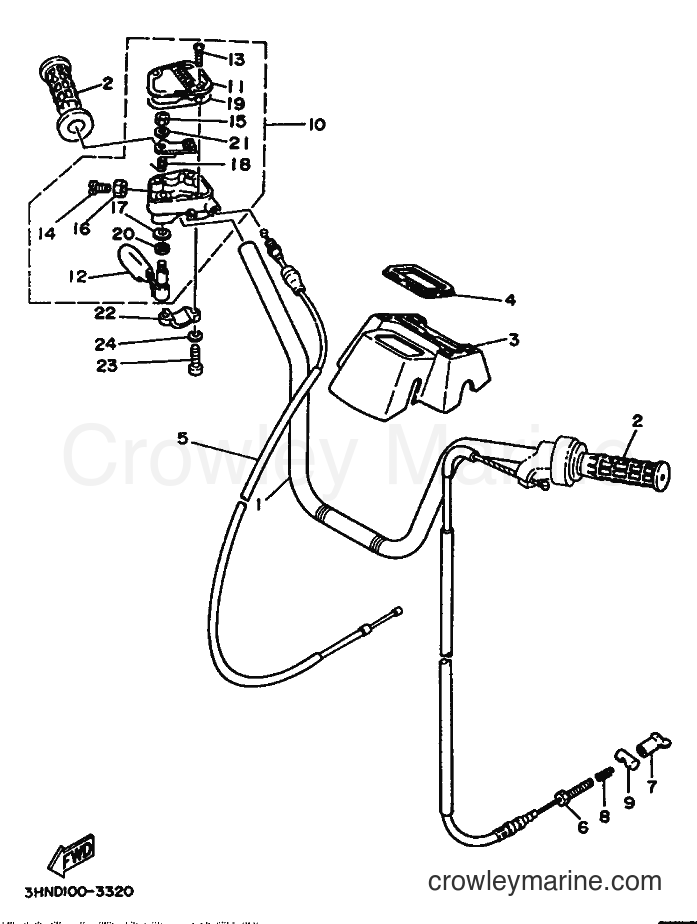 1996 ATV YFM350FW - YFM350FW (3HNT) [999] - STEERING HANDLE & CABLE