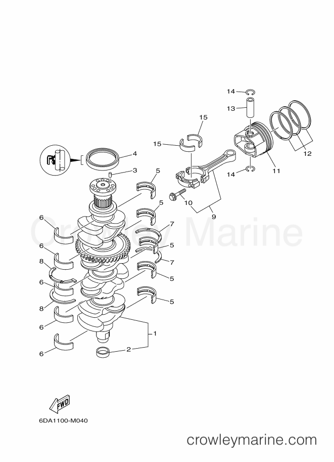 Yamaha Motors F200B (6DA2) [030] - CRANKSHAFT & PISTON
