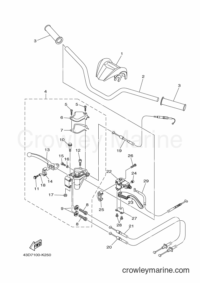 Yamaha Motors YFM90R (43DC) [010] - STEERING HANDLE & CABLE