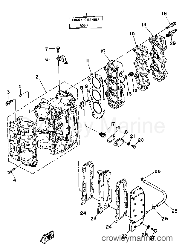 Yamaha Motors 50ETMLD - CYLINDER - CRANKCASE