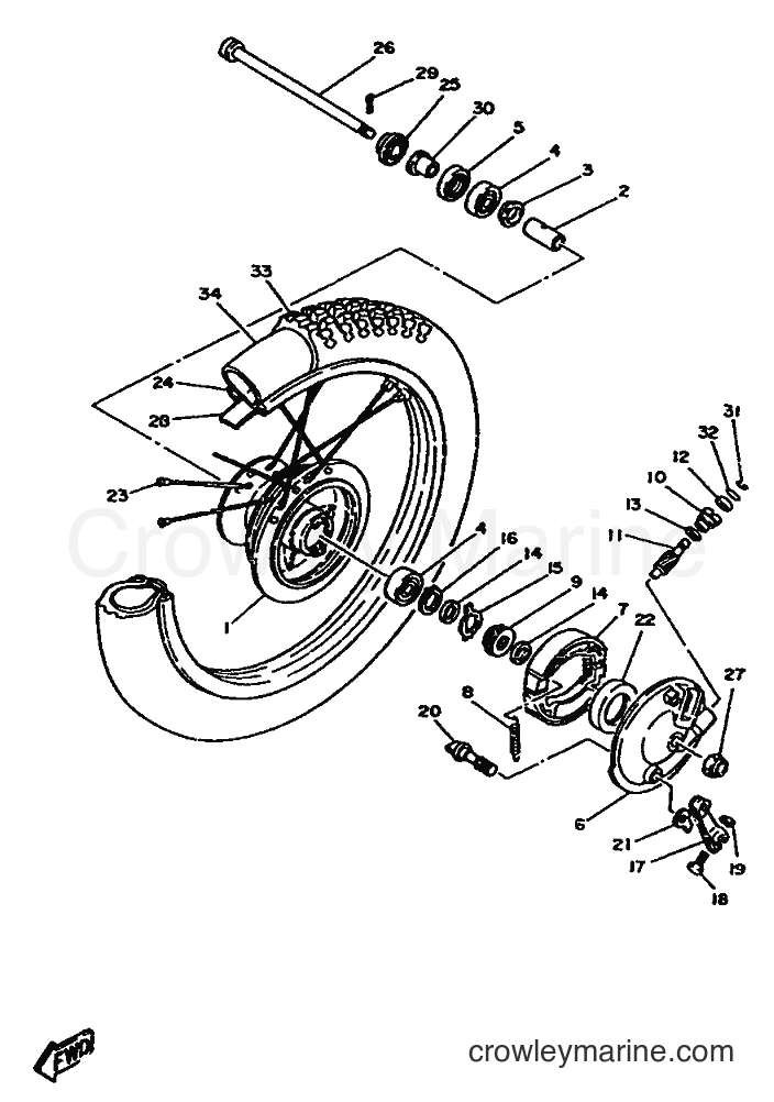 1987 Scooter DT75 - DT75 (2RY) [999] - FRONT WHEEL