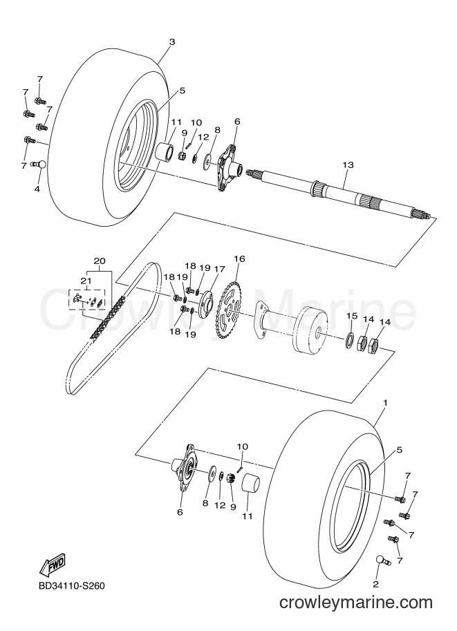 2017 ATV YFM90R - YFM90R (BD36) [010] - REAR AXLE & WHEEL