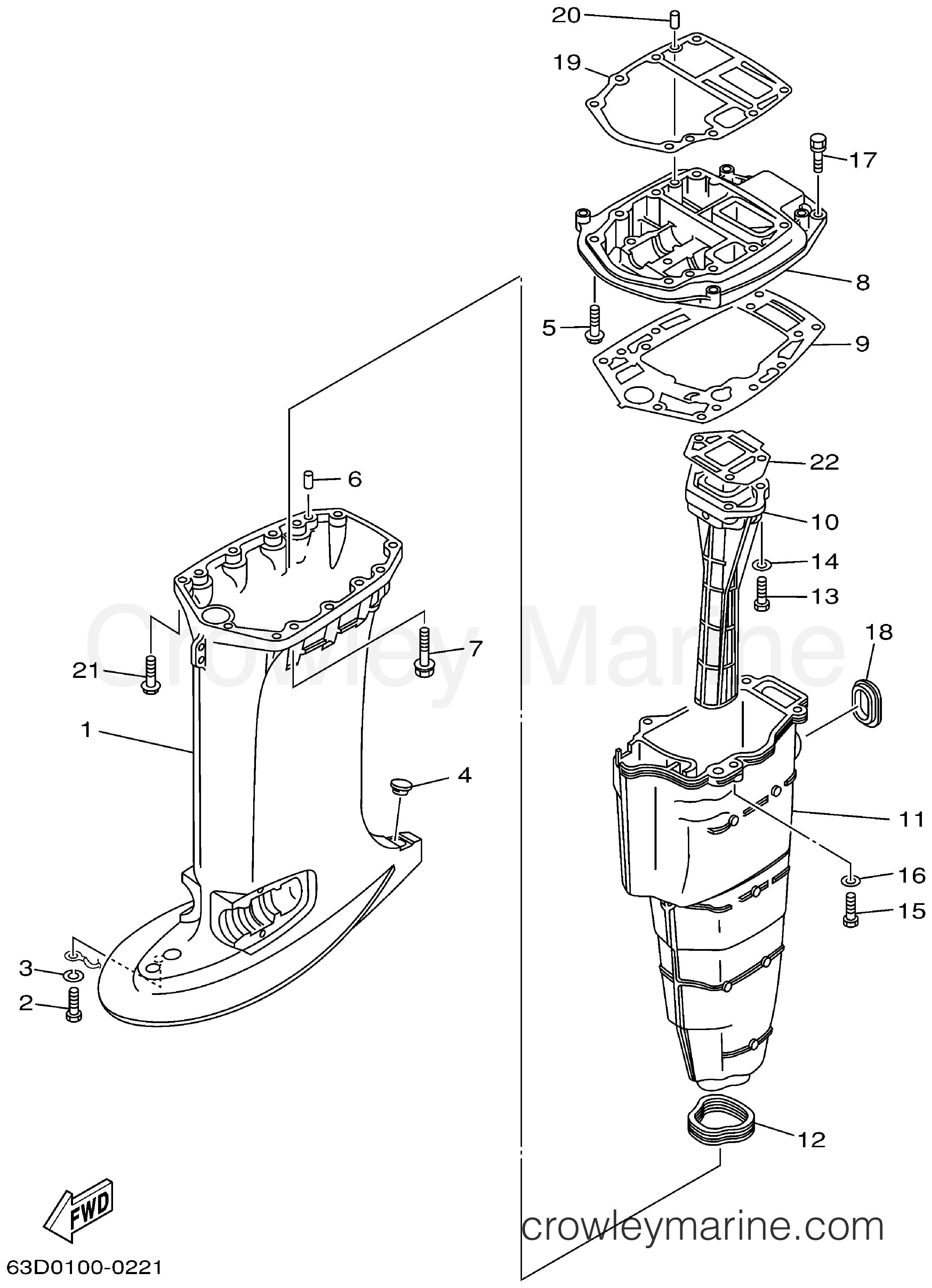 Yamaha Motors 50TLRA - UPPER CASING