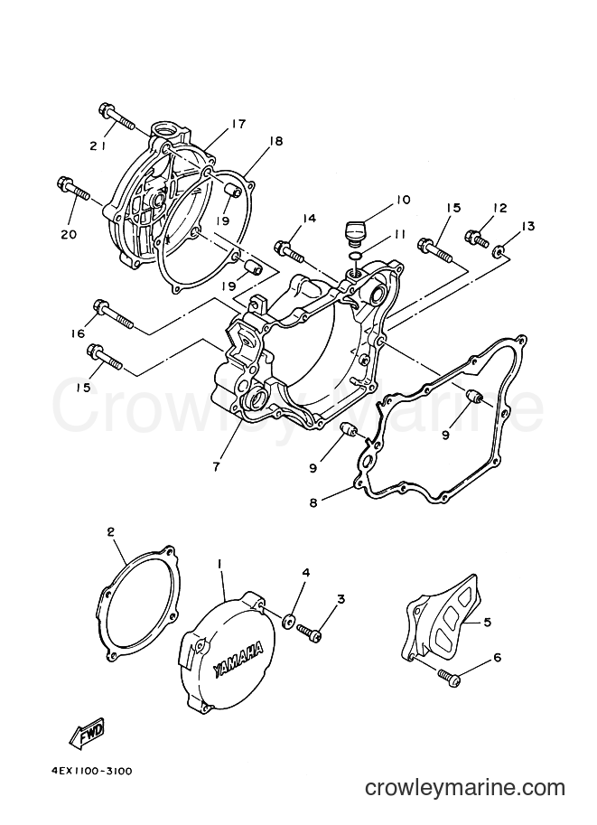 Yamaha Motors YZ125 (4EX1) [999] - CRANKCASE COVER 1