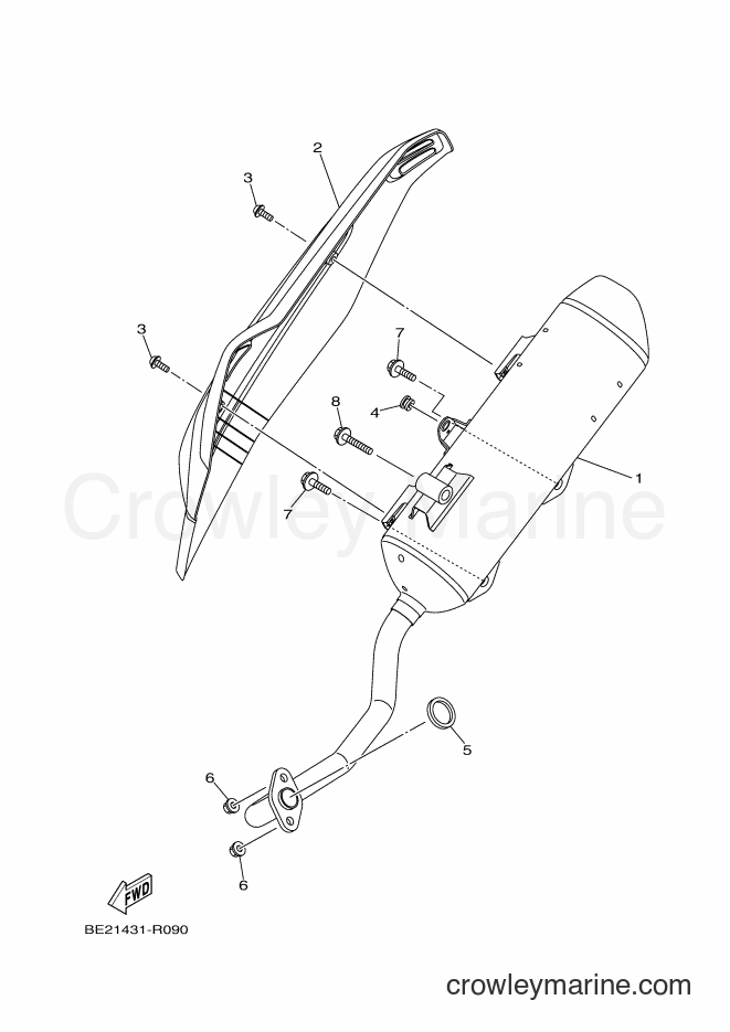 2016 Maxi-Scooter MWS150-C - MWS150-C (BE21) [010] - EXHAUST