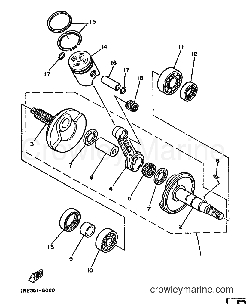 1986 Scooter DT50E - DT50E (1RE) [999] - CRANKSHAFT & PISTON