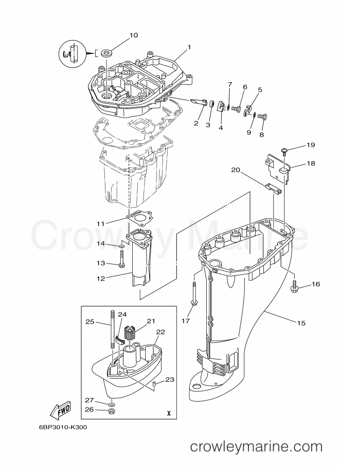 Yamaha Motors F25DETL (6BP3) [420] - UPPER CASING
