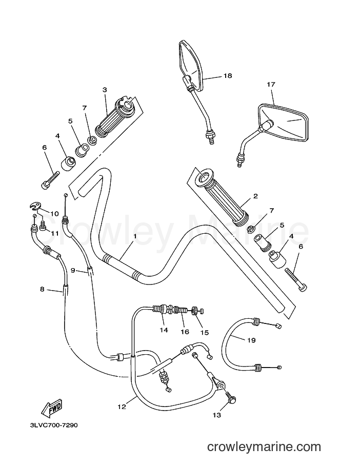 Yamaha Motors XV250 (2UJM) [010] - STEERING HANDLE & CABLE