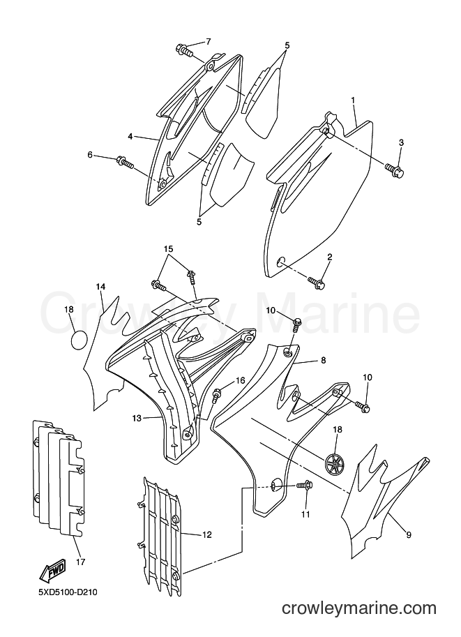 2005 Dirt Bike YZ250F - YZ250F (5XC6) [010] - SIDE COVER