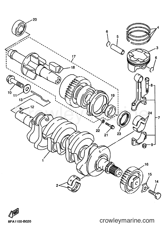 Yamaha Motors RX10 (8FA2) [020] - CRANKSHAFT. PISTON
