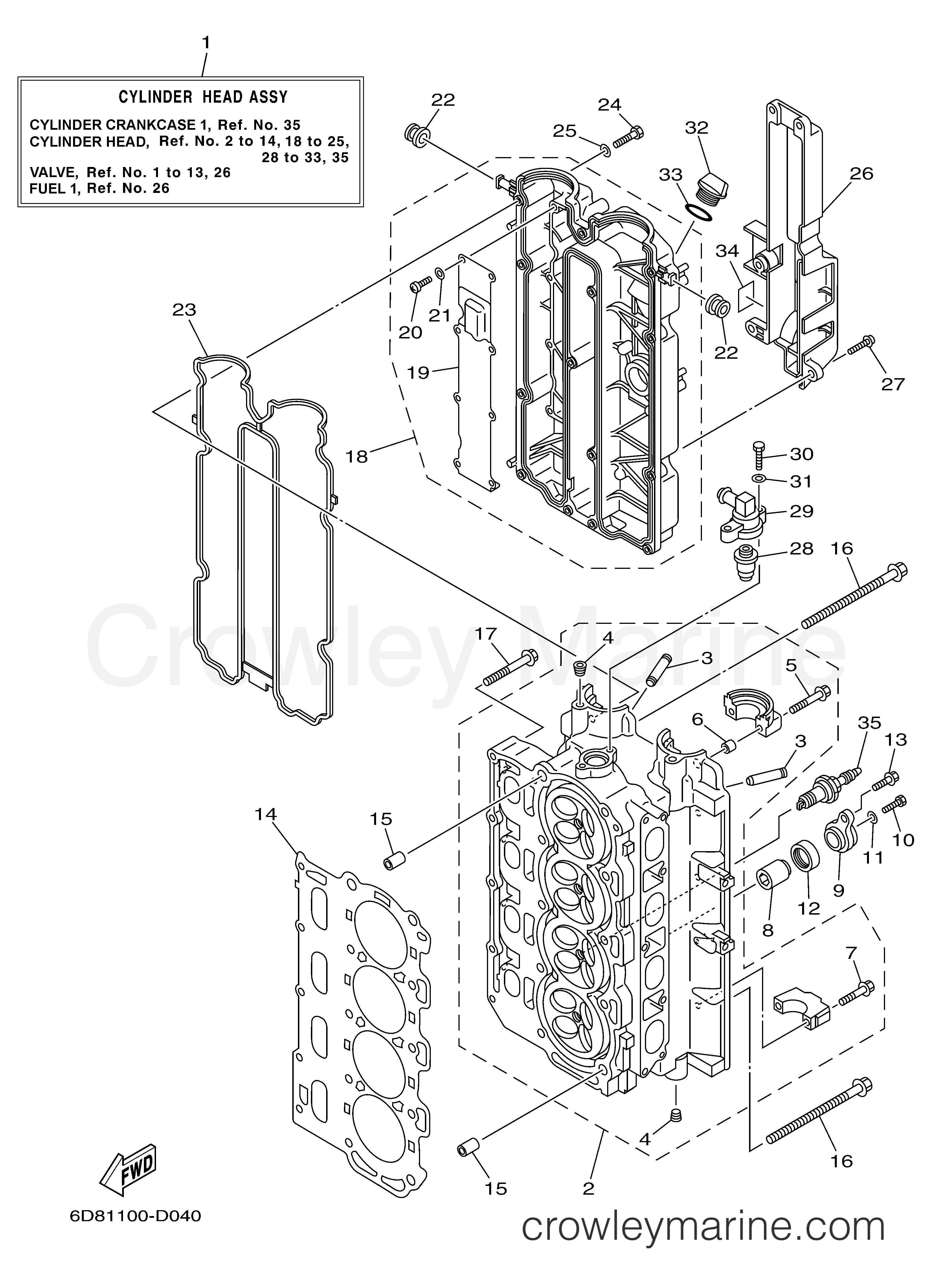 Yamaha Motors F90TXRD - CYLINDER HEAD
