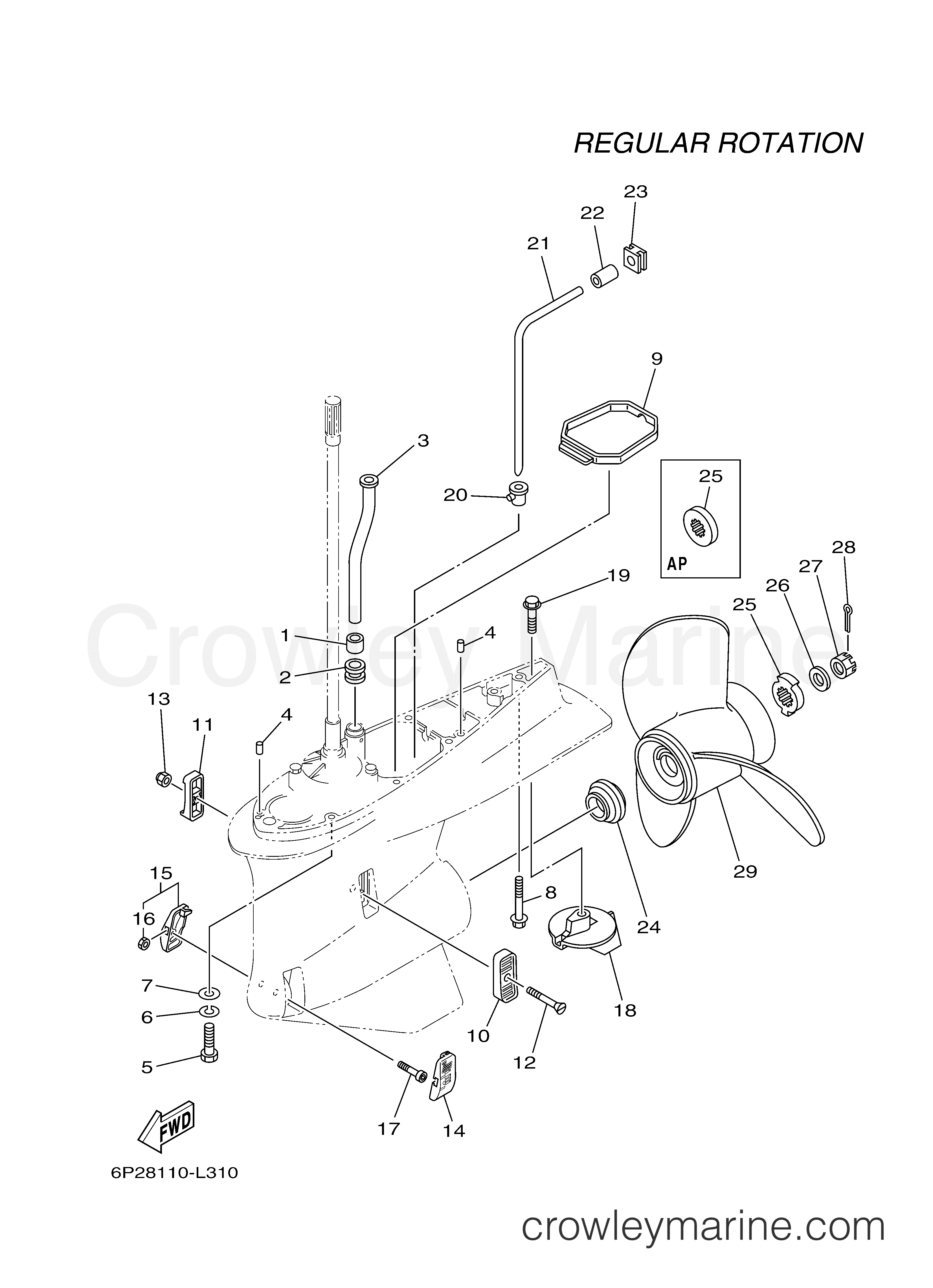 LOWER CASING DRIVE 2 - 2011 Yamaha Outboard 250hp F250TXR | Crowley Marine