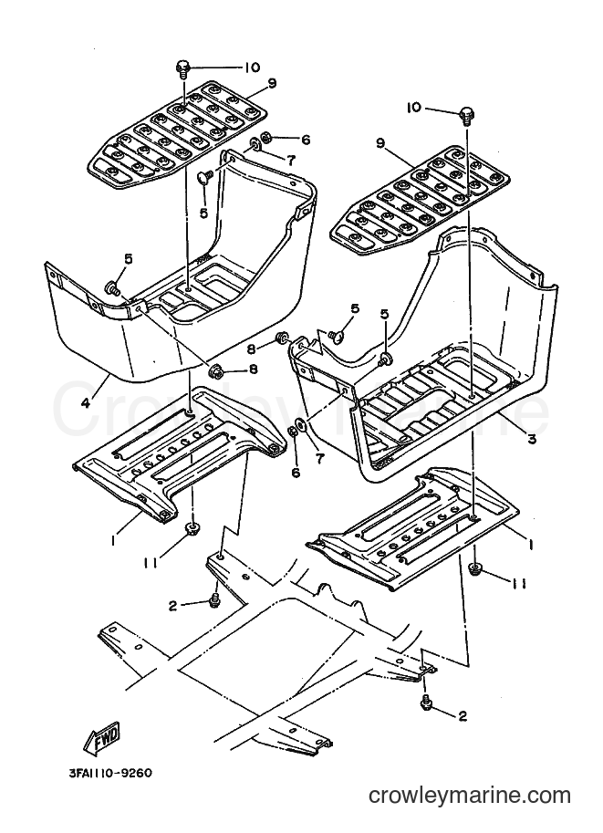 1989 ATV YFA1 - YFA1 (3FA2) [020] - STAND & FOOTREST