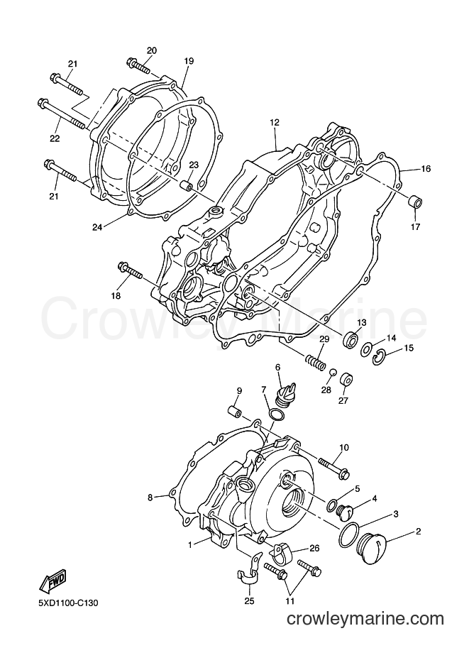 2004 Dirt Bike YZ450F - YZ450F (5XD2) [020] - CRANKCASE COVER 1