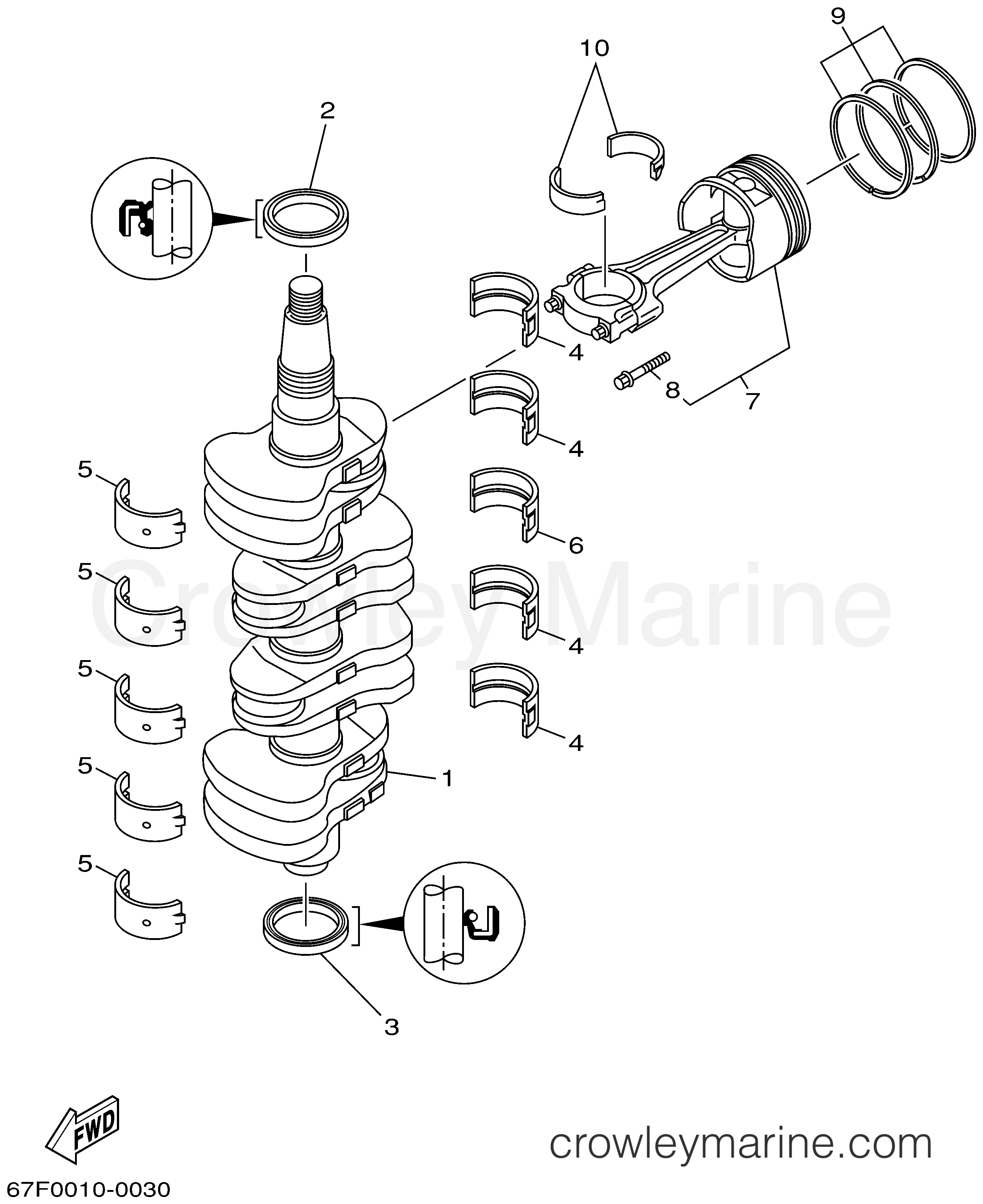 Yamaha Motors F100TXRA - CRANKSHAFT PISTON