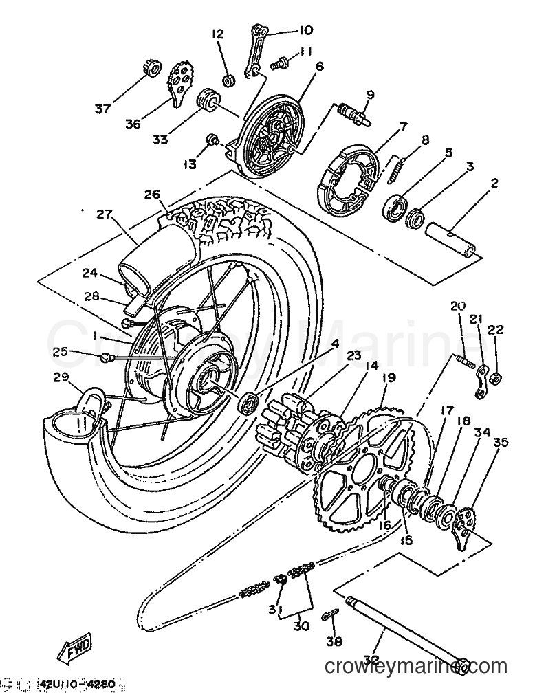 1986 Dirt Bike XT350 - XT350 (55V0) [100] - REAR WHEEL