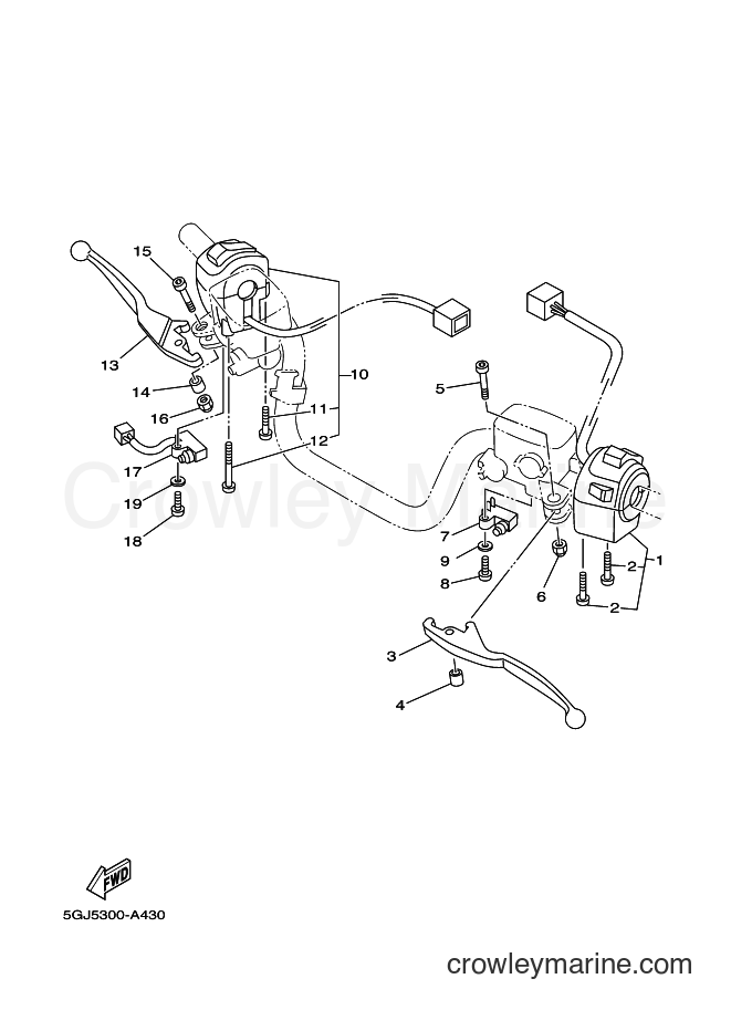 Yamaha Motors XP500 (5GJ5) [060] - HANDLE SWITCH & LEVER