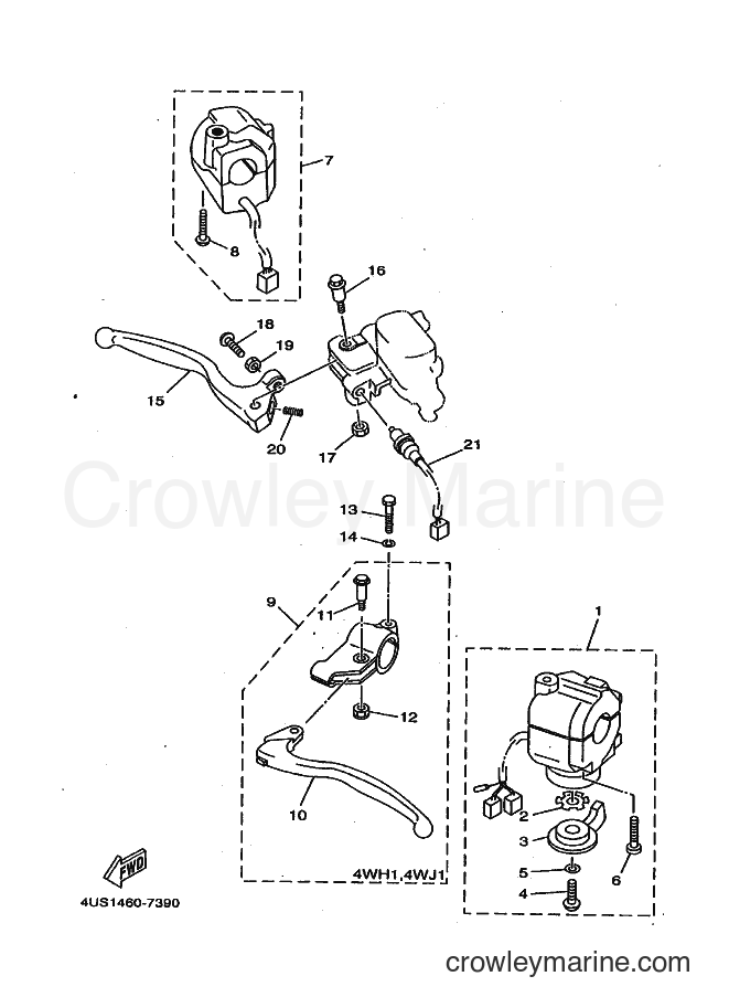 Yamaha Motors V110E (4US1) [999] - HANDLE SWITCH & LEVER