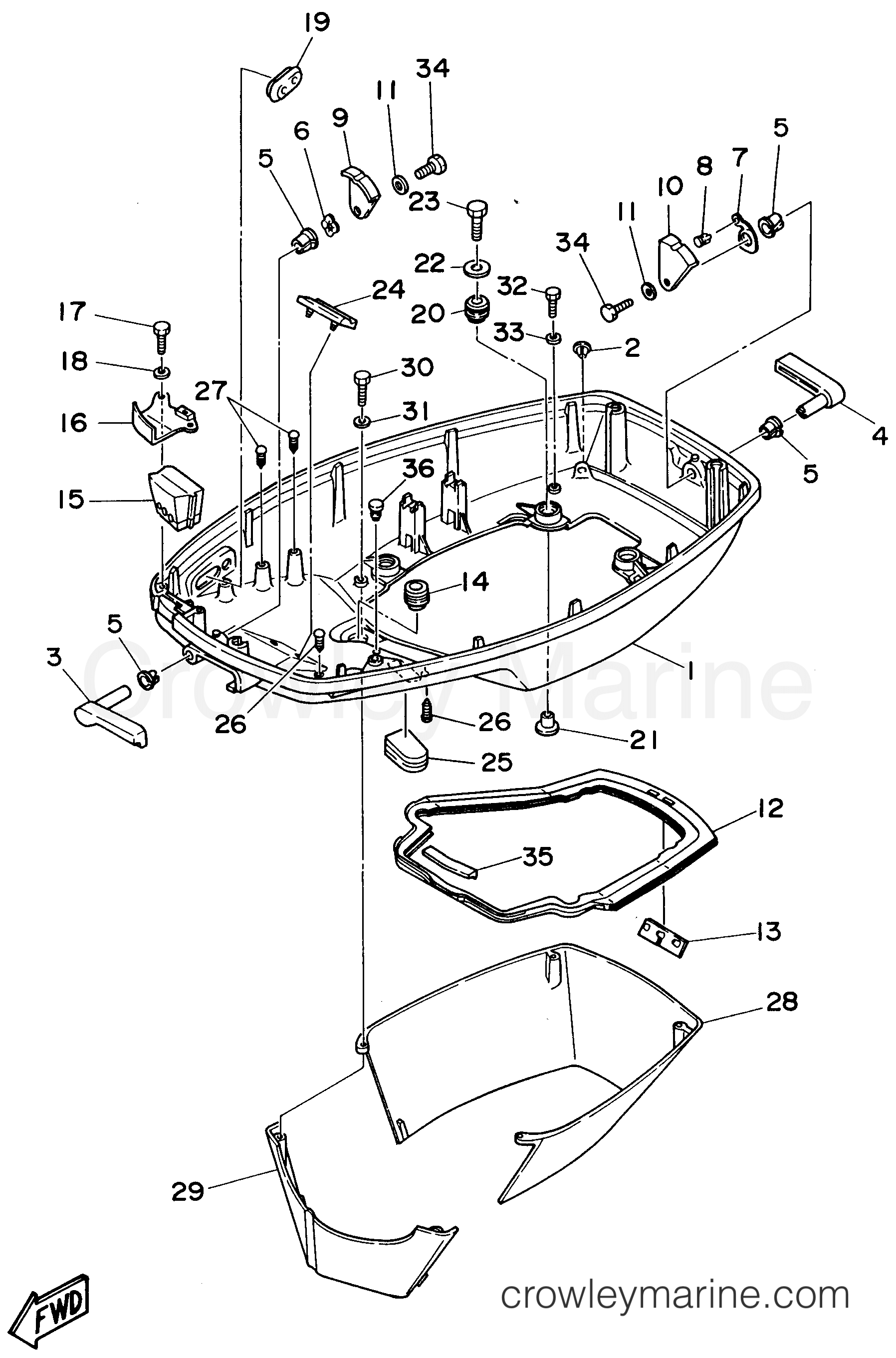 Yamaha Motors E60MLHU - BOTTOM COWLING