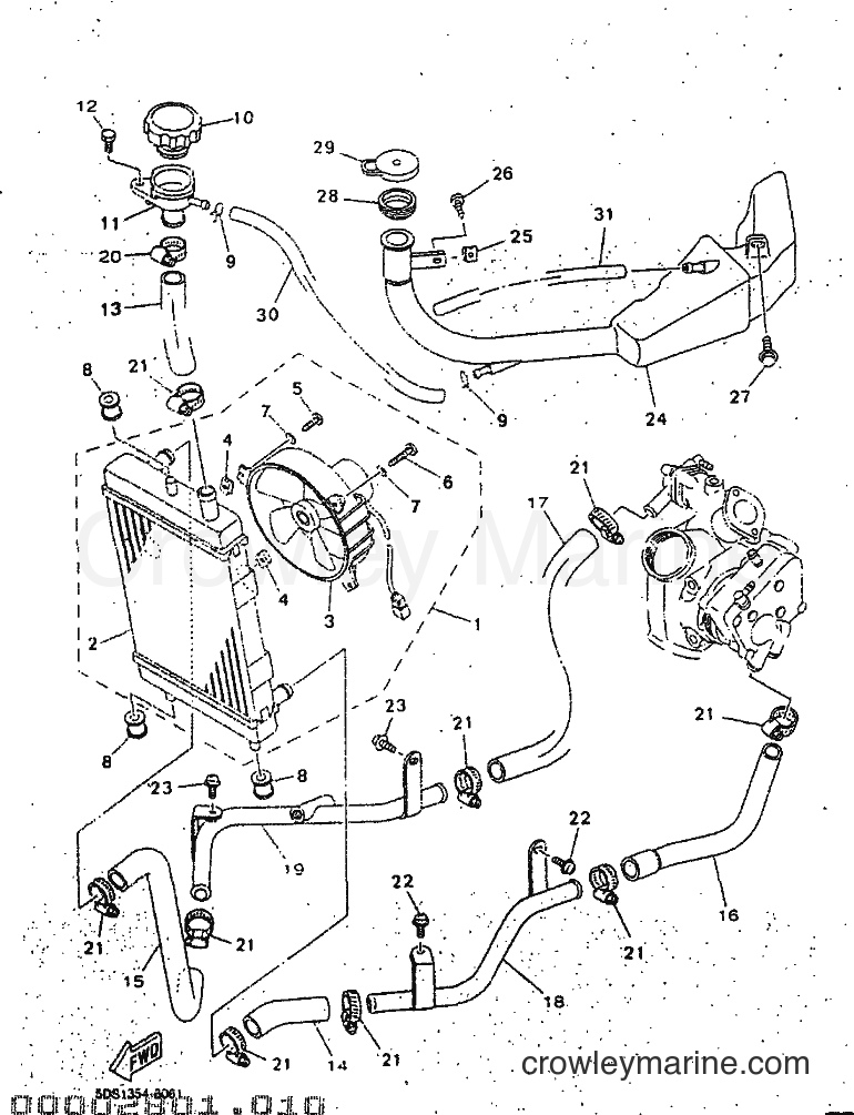 1998 Scooter YP125E - YP125E (5DS5) [010] - RADIATOR