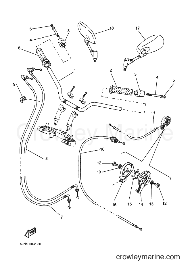 2002 Street Bike BT1100 - BT1100 (5JN1) [030] - STEERING HANDLE & CABLE