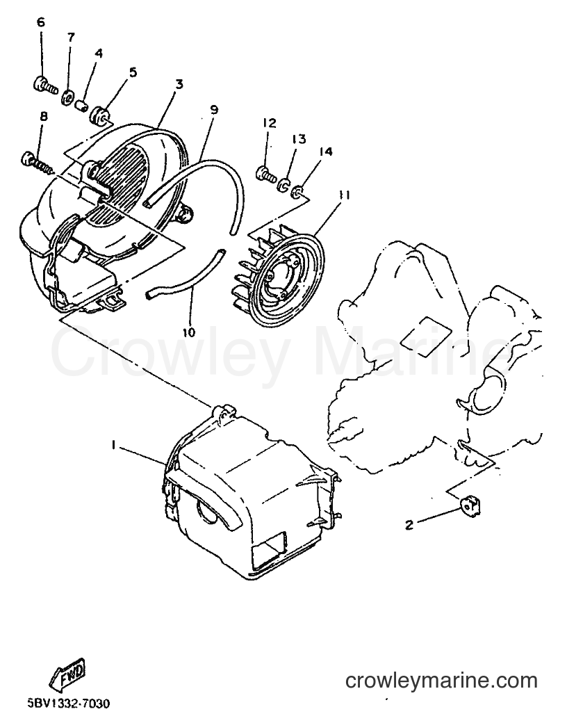 1999 Scooter YN50 - YN50 (5BW2) [010] - AIR SHROUD & FAN