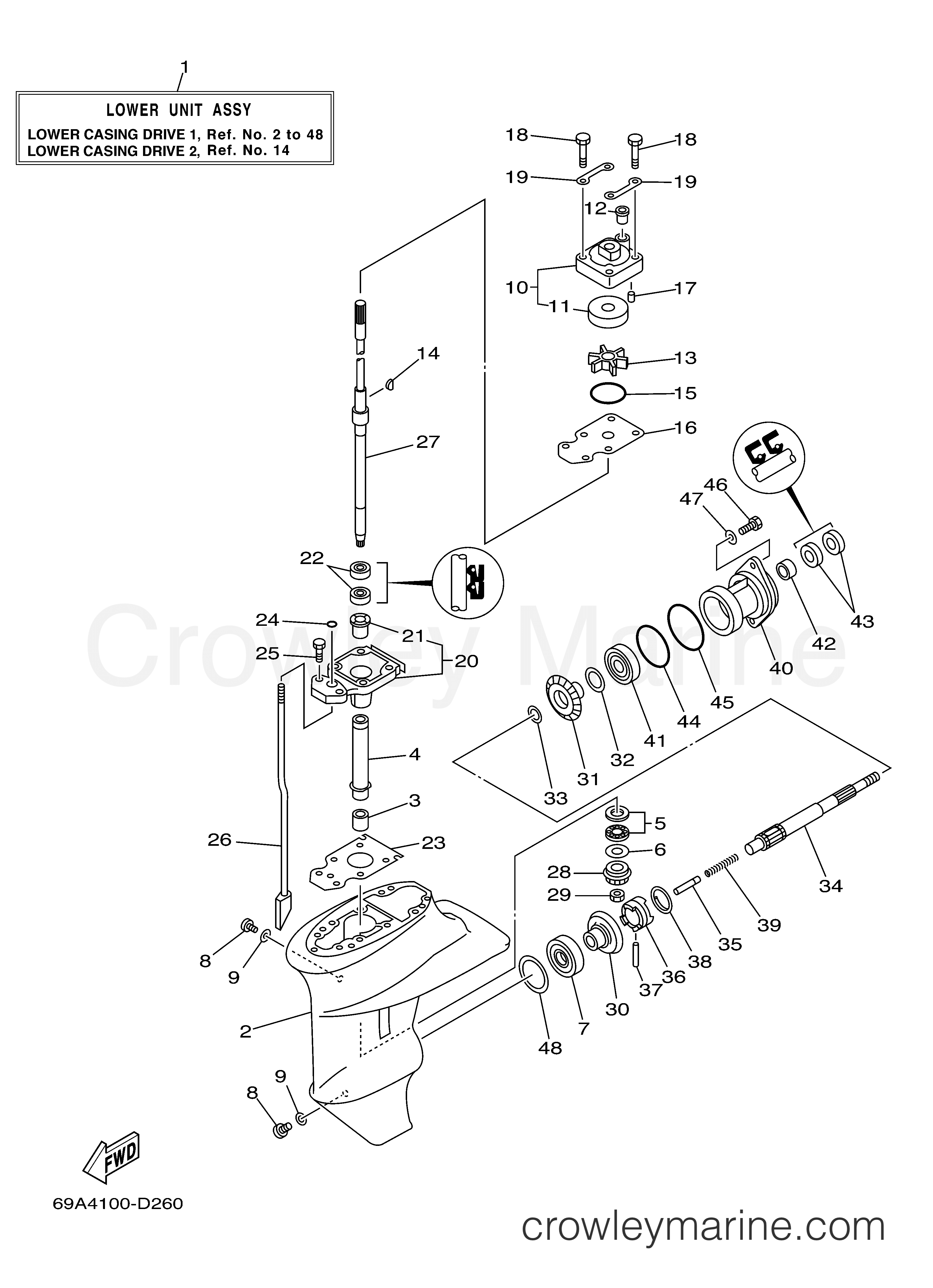 Yamaha Motors F15PLHK - LOWER CASING DRIVE 1