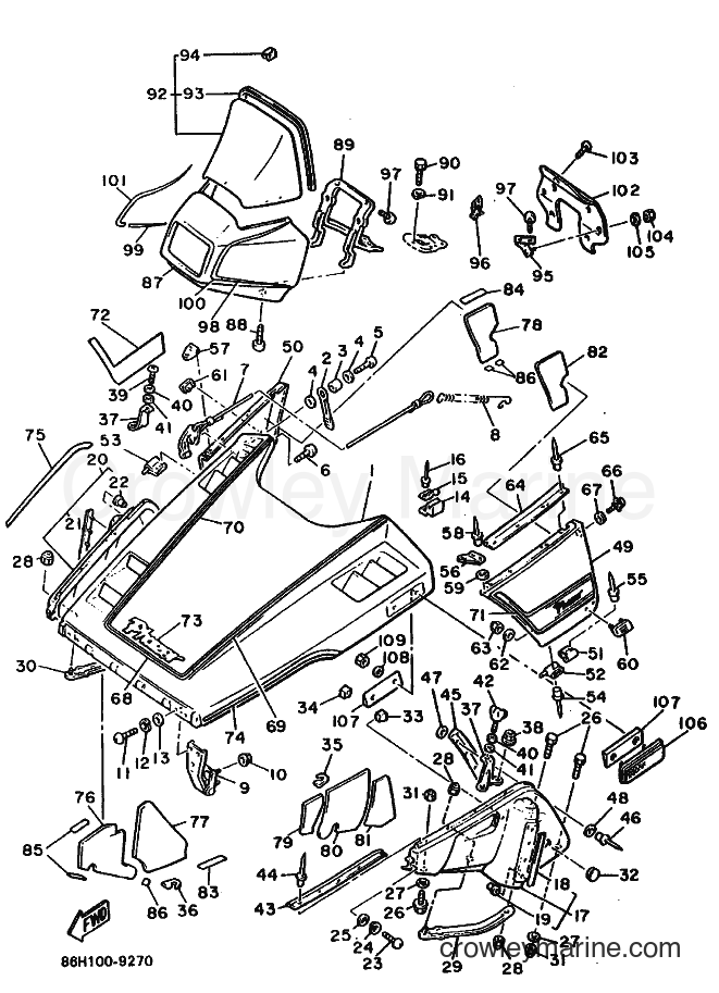 1989 Snowmobile PZ480EN - PZ480EN (86H1) [010] - SHROUD & WINDSHIELD
