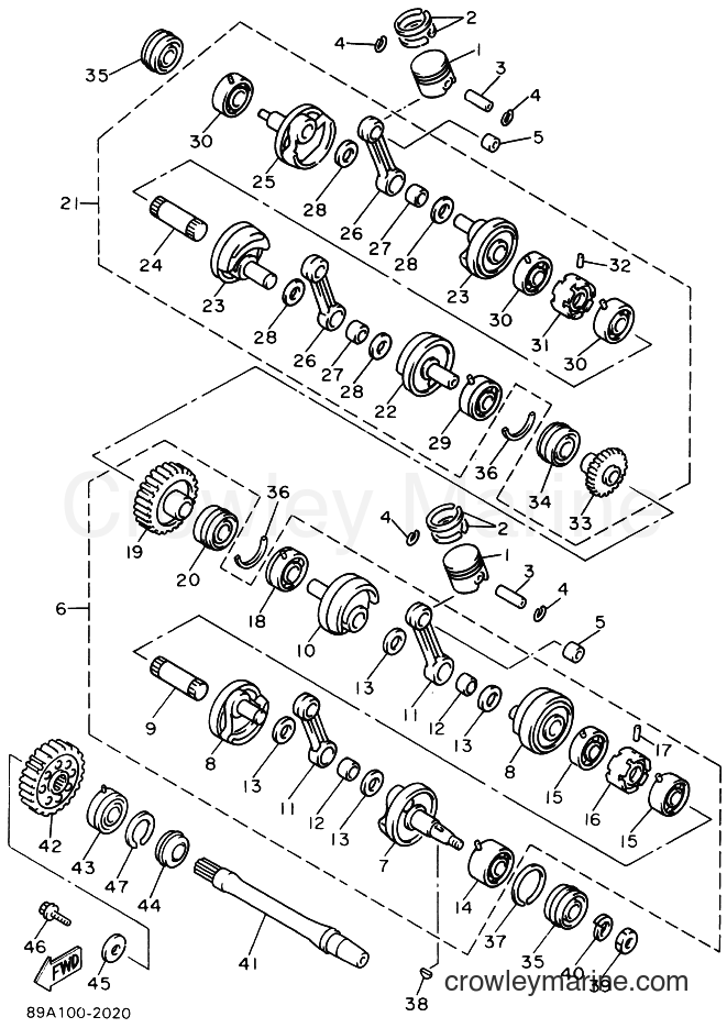 1994 Snowmobile VX750 - VX750 (8BW1) [020] - CRANKSHAFT & PISTON