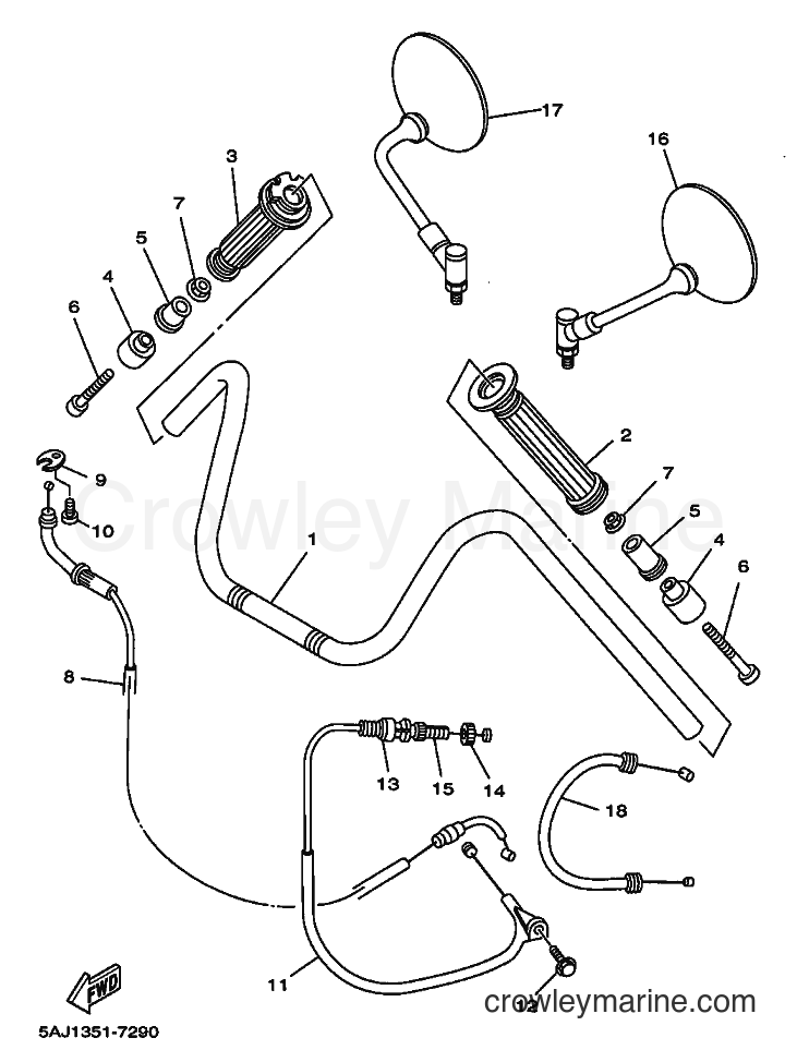 Yamaha Motors XV125 (5AJ2) [100] - STEERING HANDLE & CABLE