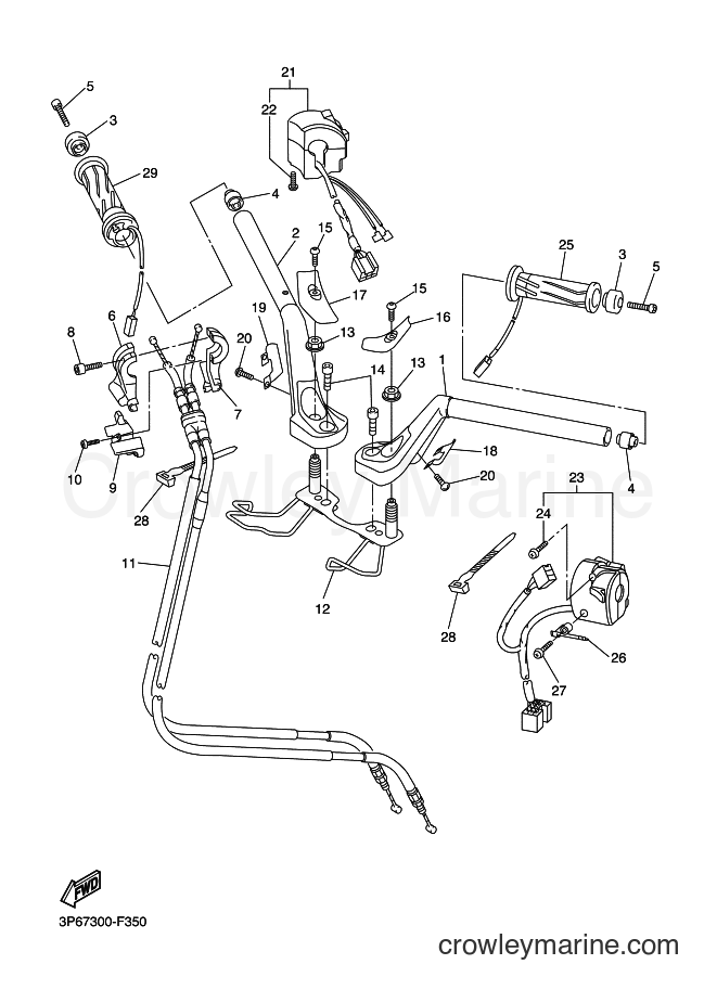 2010 Sport Bike FJR1300A - FJR1300A (1CY6) [010] - STEERING HANDLE & CABLE