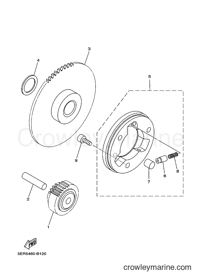 2004 Scooter T105SE - T105SE (5HUB) [010] - STARTER CLUTCH