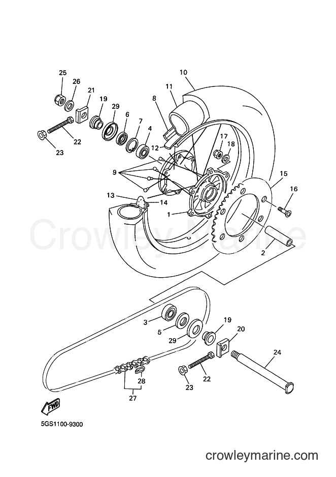 1999 Dirt Bike WR400F - WR400F (5GS2) [030] - REAR WHEEL