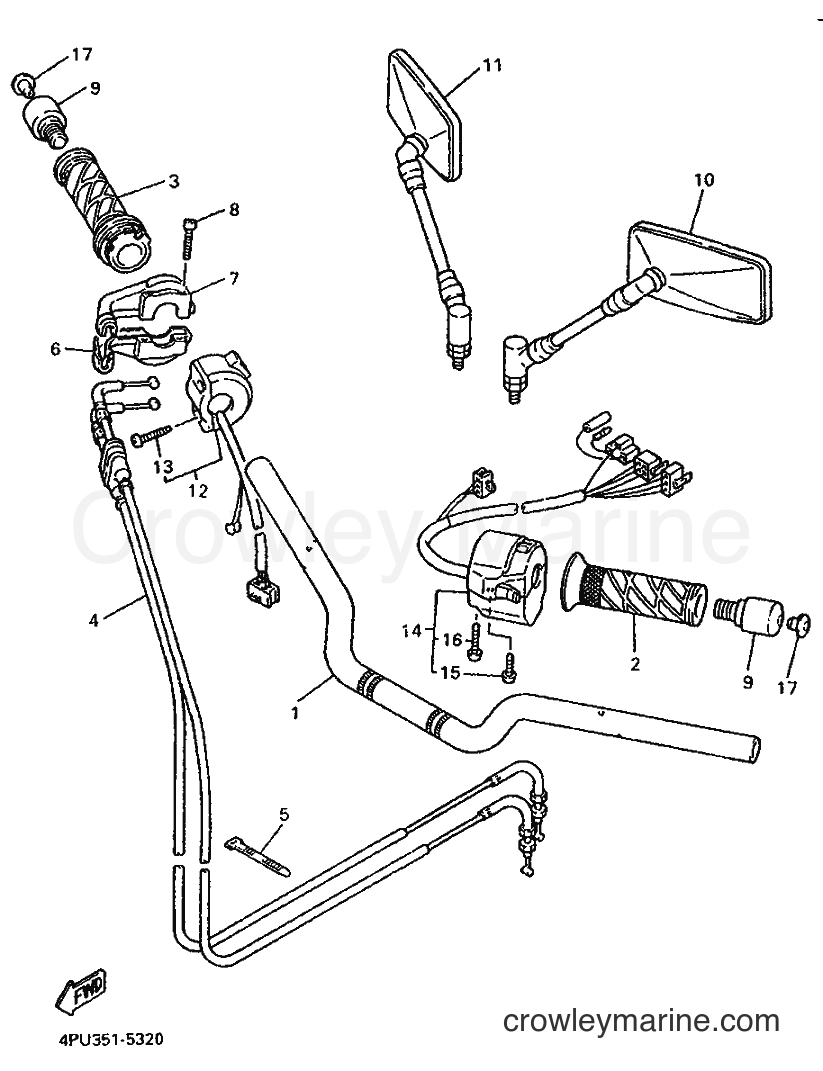 Yamaha Motors XJR1200 (4PU2) [999] - STEERING HANDLE & CABLE