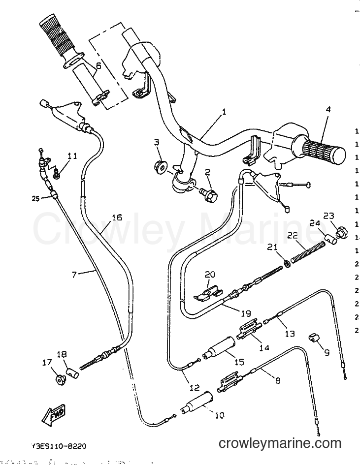 1991 Scooter CW50 - CW50 (4BX1) [999] - STEERING HANDLE & CABLE