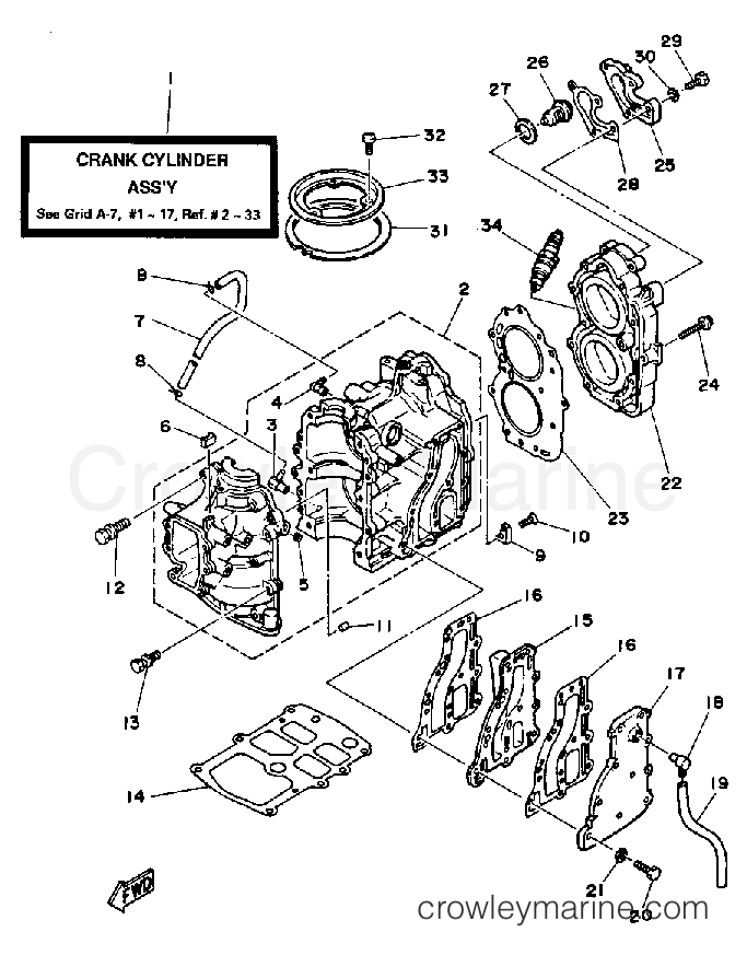 Yamaha Motors 9.9ESHQ - CRANKCASE CYLINDER