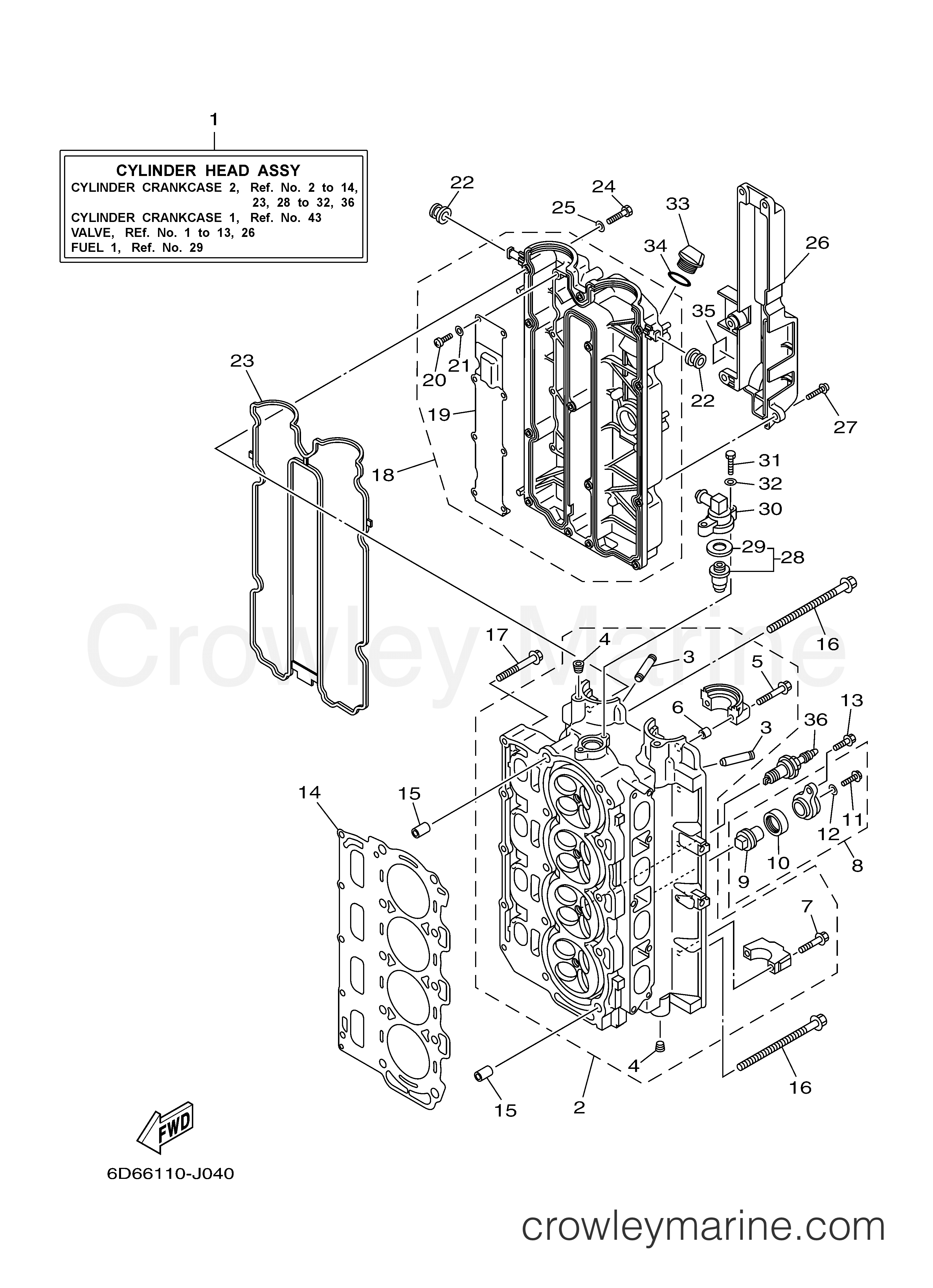 Yamaha Motors F75TLR - CYLINDER CRANKCASE 2