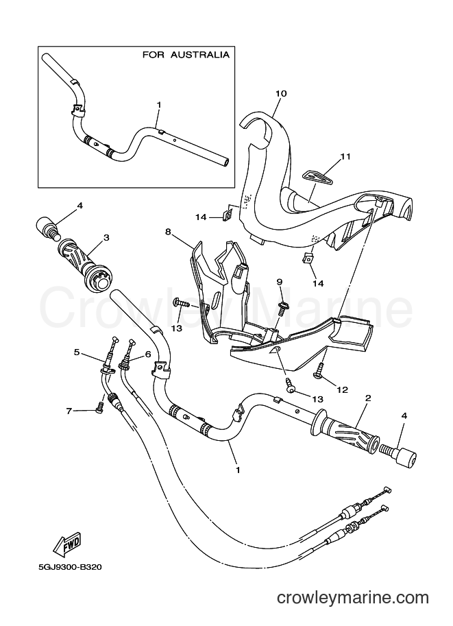 Yamaha Motors XP500 (5GJ9) [040] - STEERING HANDLE & CABLE