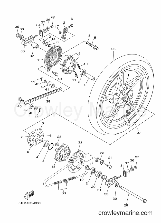 2012 Scooter T115SEC - T115SEC (31C8) [010] - REAR WHEEL FOR CAST WHEEL