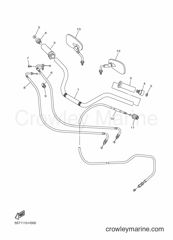 Yamaha Motors XVS950A (5S7C) [010] - STEERING HANDLE & CABLE