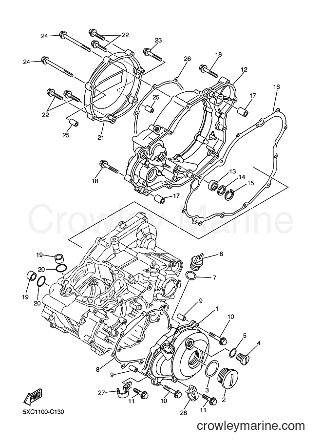 2004 Dirt Bike YZ250F - YZ250F (5XC2) [040] - CRANKCASE COVER 1