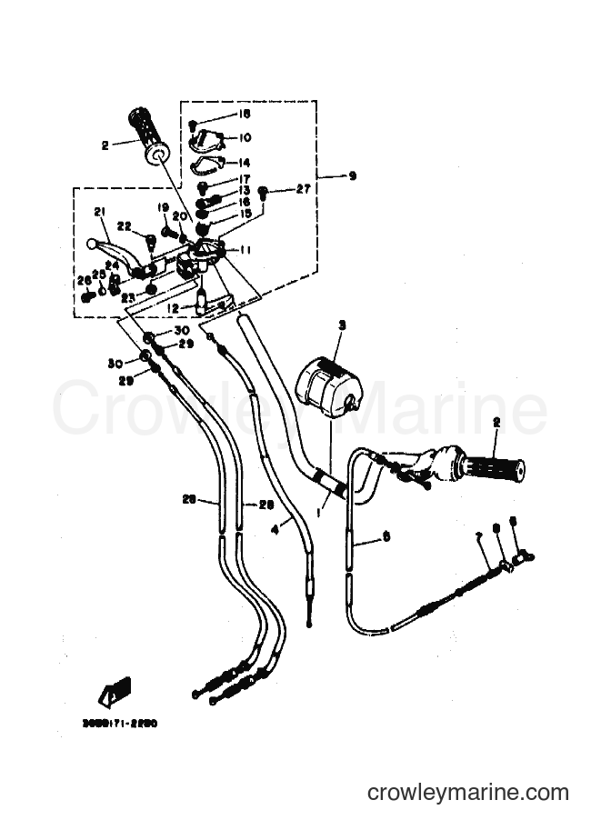 Yamaha Motors YFM100 (3GBB) [010] - STEERING HANDLE & CABLE
