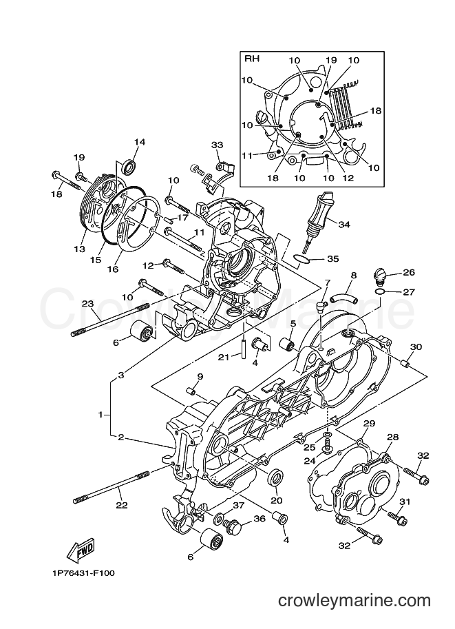 2007 Scooter AT115C - AT115C (1P76) [010] - CRANKCASE