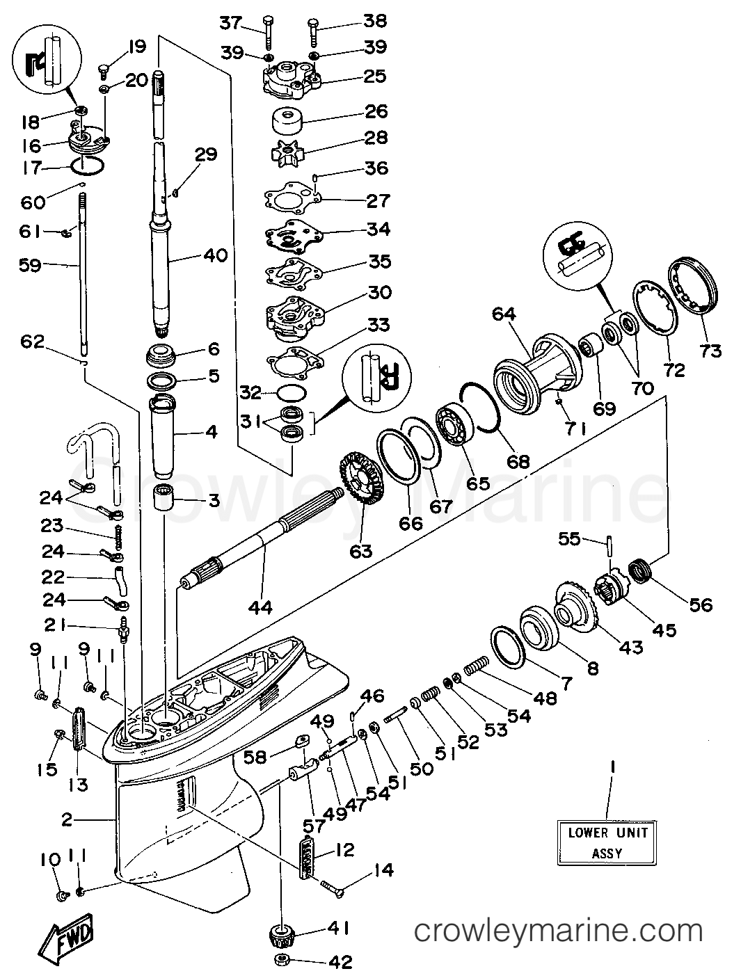 Yamaha Motors 70TLRT - LOWER CASING DRIVE 1