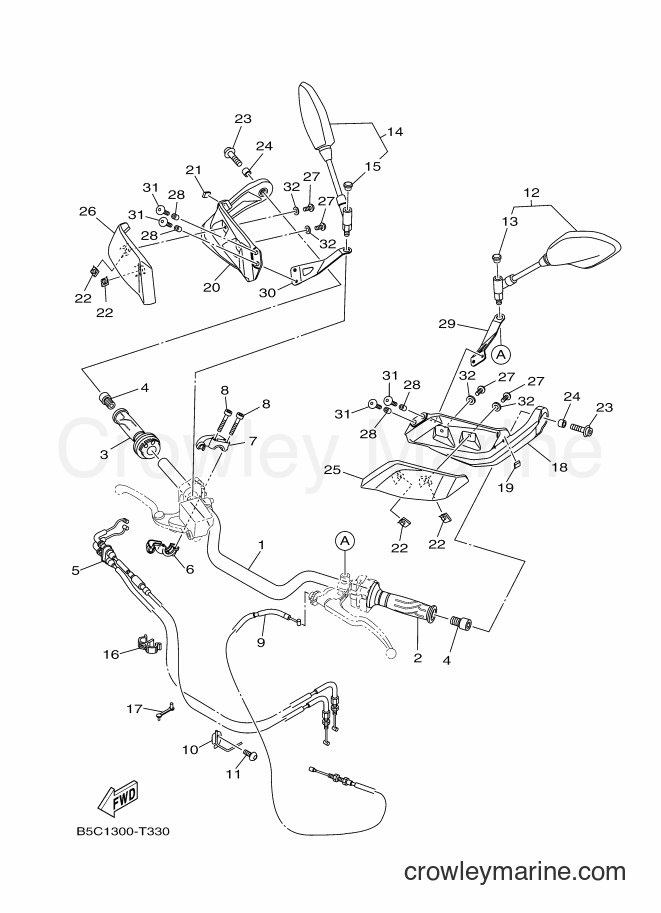 2018 Street Bike MTT850 - MTT850 (B5C2) [010] - STEERING HANDLE & CABLE