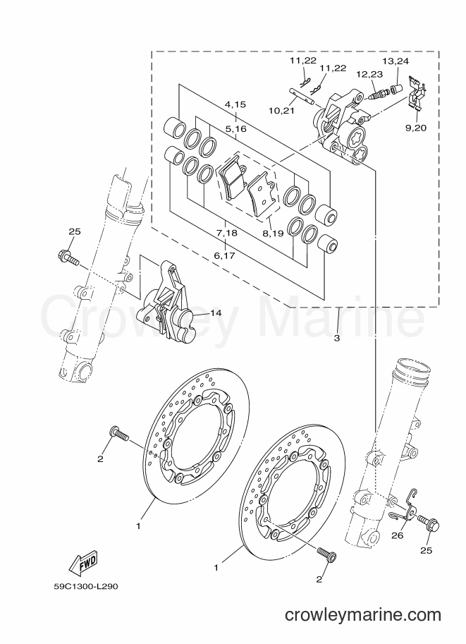 Yamaha Motors XP500 (59CB) [010] - FRONT BRAKE CALIPER