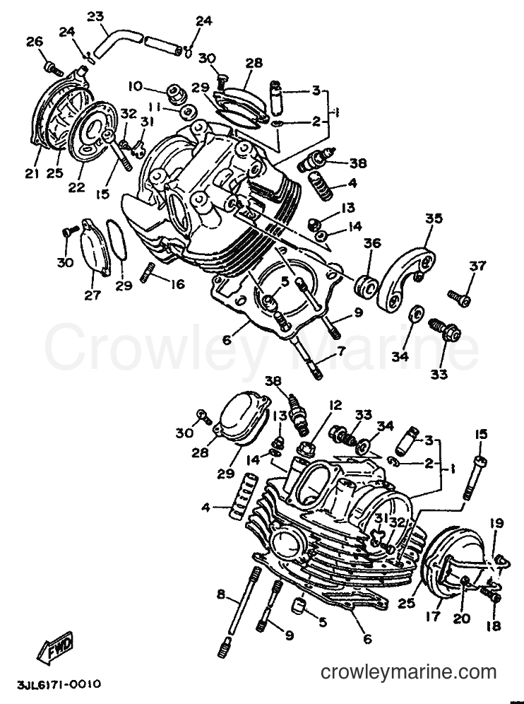 1995 Cruiser XV750 - XV750 (4PW2) [999] - CYLINDER HEAD