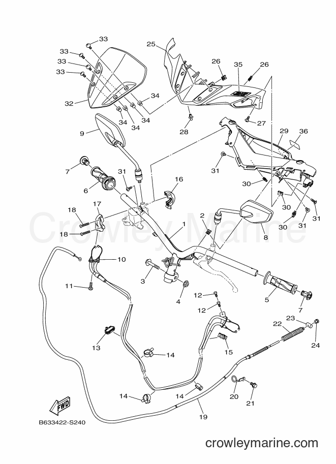 2017 Street Bike GDR155-A - GDR155-A (B634) [010] - STEERING HANDLE & CABLE